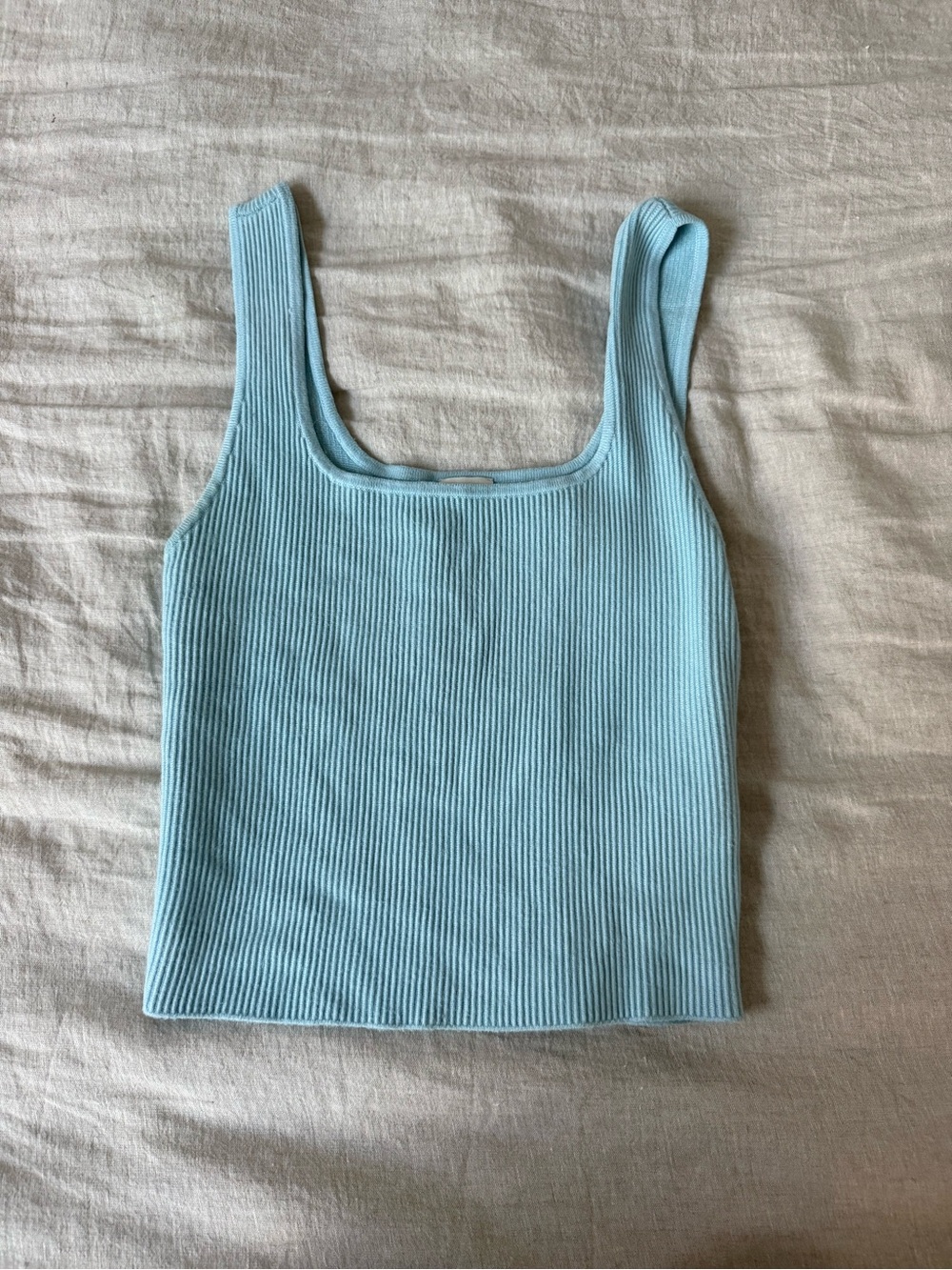 Abercrombie & Fitch Ribbed Square-Neck Tank in Sky Blue